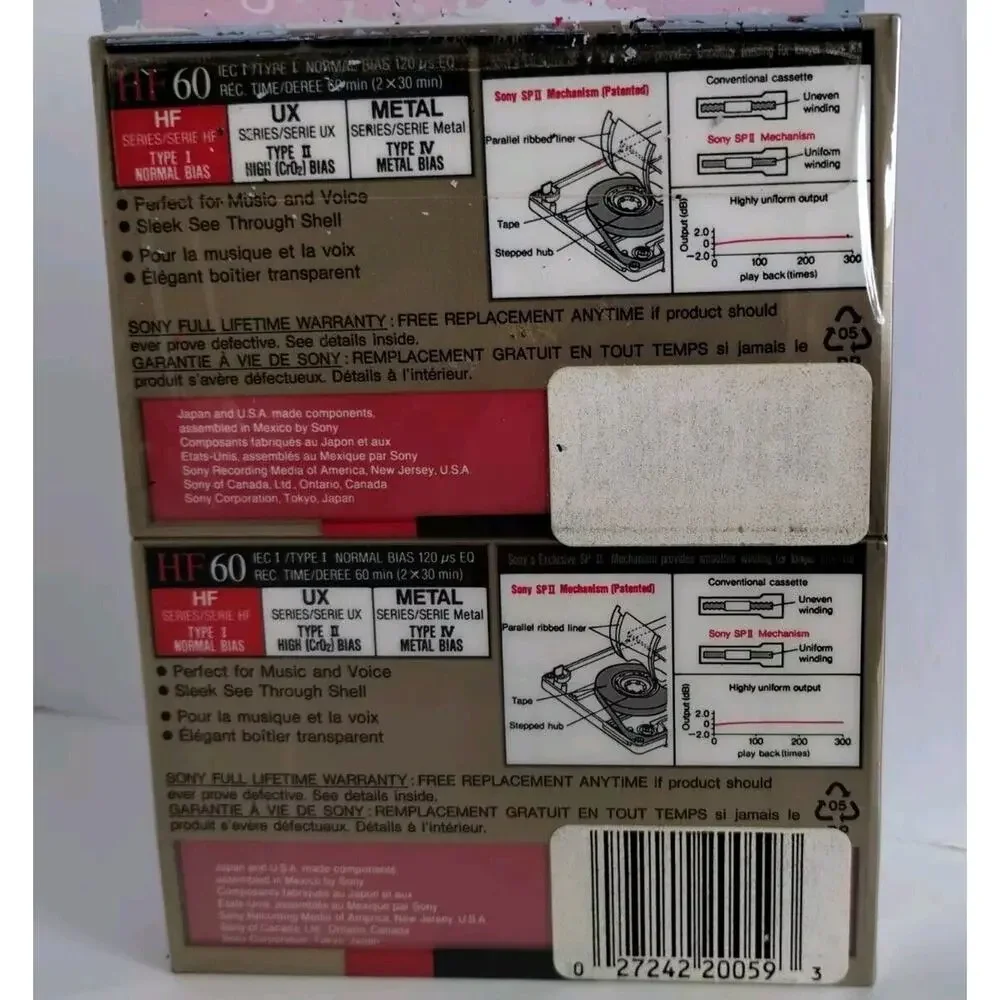 2 x SONY HF 60 Audio Cassette Type I - Sealed